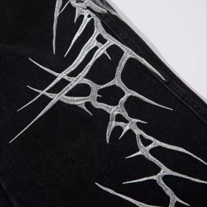 Concert Outfit Thorn Embroidered Straight-Leg Jeans