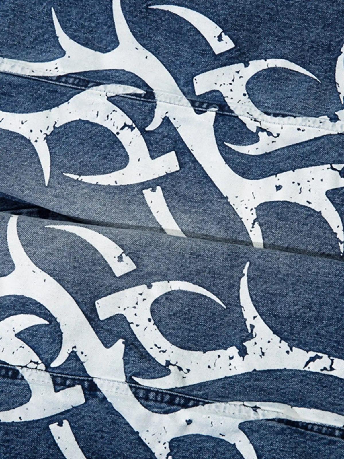 Concert Outfit Thorn Print Washed Oversized Jeans Concert Outfit Thorn Print Washed Oversized Jeans