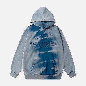 Concert Outfit Tie-Dye Contrasting Print Pullover Hoodie