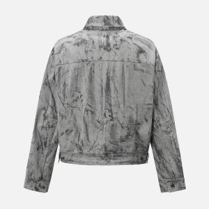 Concert Outfit Tie-Dye Denim Bomber Jacket
