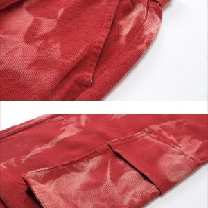 Concert Outfit Tie-Dye Pleated Corduroy Multi-Pocket Pants