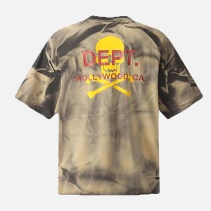 Concert Outfit Tie-Dye Skull Print T-Shirt