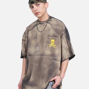 Concert Outfit Tie-Dye Skull Print T-Shirt