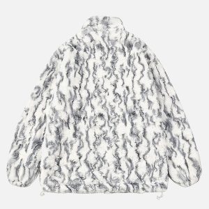 Concert Outfit Tie-Dye Stand Collar Sherpa Jacket