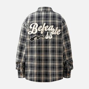 Concert Outfit Towel Embroidered Plaid Shirt