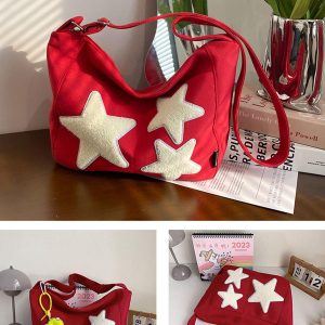Concert Outfit Towel Embroidery Star Shoulder Bag