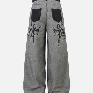 Concert Outfit Tribal Flame Print Baggy Jeans