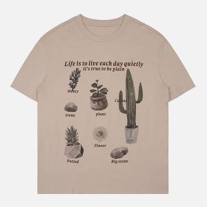 Concert Outfit Tropical Plant Print Tee