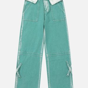 Concert Outfit Turn-Over Waistband Wide-Leg Jeans
