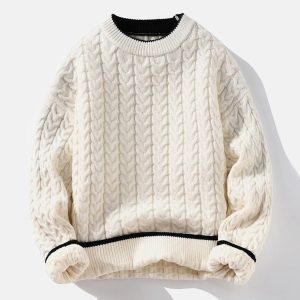 Concert Outfit Twist Patchwork Knit Sweater