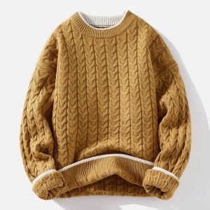 Concert Outfit Twist Patchwork Knit Sweater