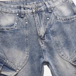 Concert Outfit Versatile Multi-Pocket Straight-Leg Jeans