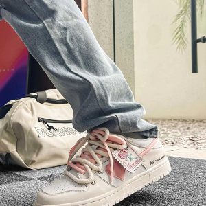 Concert Outfit Versatile Rose Stamp Print Board Casual Shoes