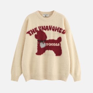 Concert Outfit Vinatge Cartoon Dog Cleanfit Sweater