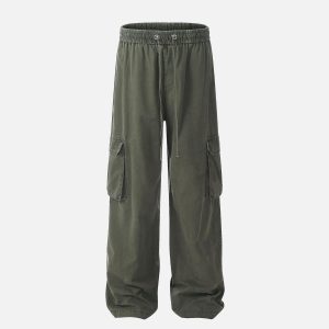 Concert Outfit Vinatge Washed Multi-Pocket Work Cargo Pants