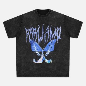 Concert Outfit Vintage Butterfly Print Loose T-Shirt