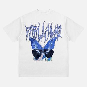 Concert Outfit Vintage Butterfly Print Loose T-Shirt
