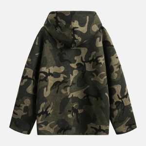 Concert Outfit Vintage Camouflage Flame Heart Print Hoodie