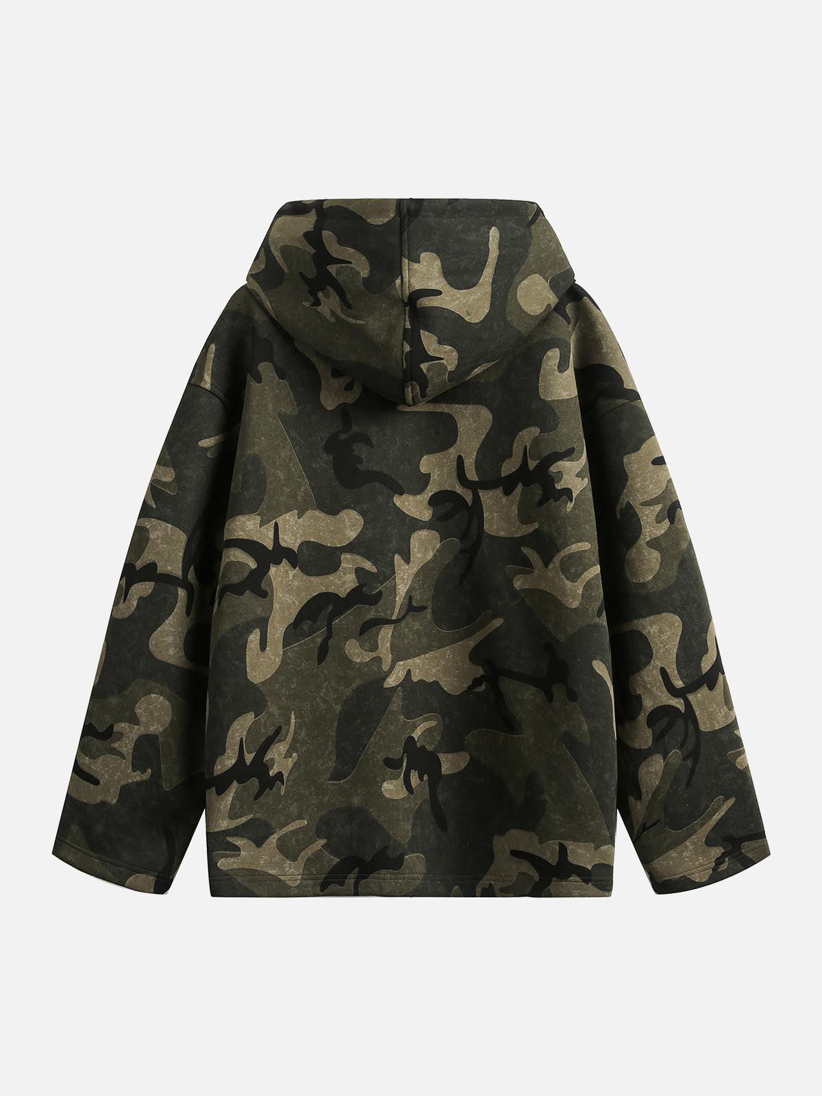 Concert Outfit Vintage Camouflage Flame Heart Print Hoodie Concert Outfit Vintage Camouflage Flame Heart Print Hoodie