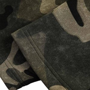 Concert Outfit Vintage Camouflage Flame Heart Print Hoodie