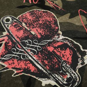 Concert Outfit Vintage Camouflage Flame Heart Print Hoodie