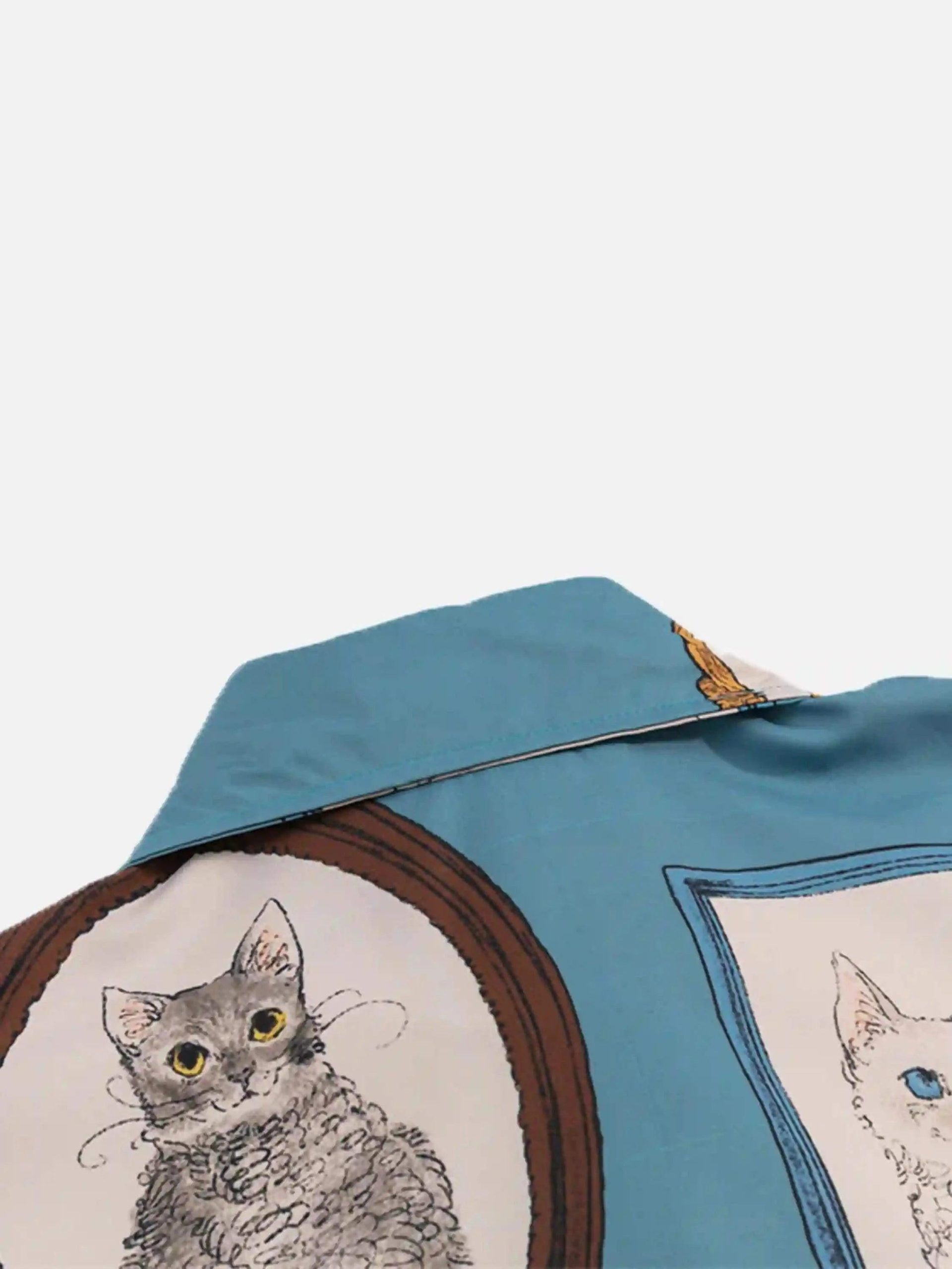 Concert Outfit Vintage Cat Print Short Sleeve Shirt Concert Outfit Vintage Cat Print Short Sleeve Shirt