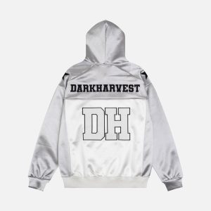 Concert Outfit Vintage Collision Color Letter Embroidery Hoodie