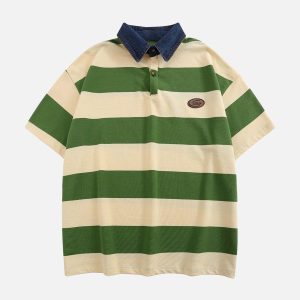 Concert Outfit Vintage Color Striped Polo Shirt