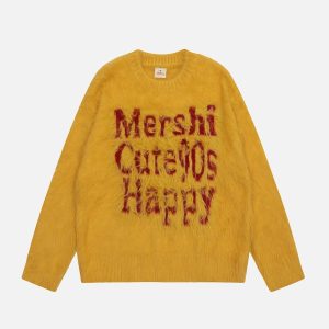 Concert Outfit Vintage Contrast Letter Sweater