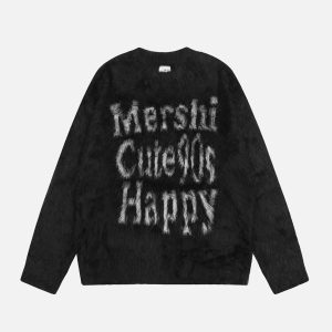 Concert Outfit Vintage Contrast Letter Sweater