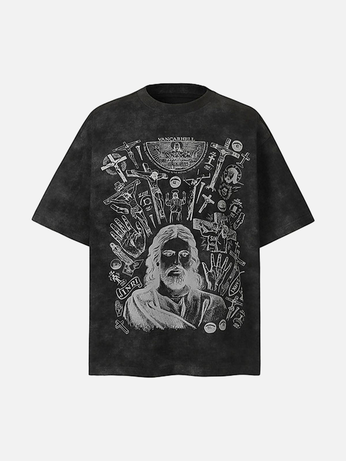 Concert Outfit Vintage Cross Figure Print T-Shirt Concert Outfit Vintage Cross Figure Print T-Shirt