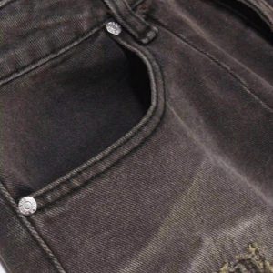 Concert Outfit Vintage Distressed Denim Gradient Shorts