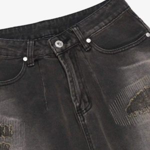 Concert Outfit Vintage Distressed Denim Gradient Shorts