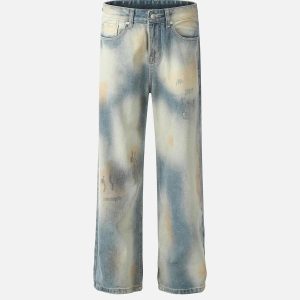 Concert Outfit Vintage Distressed Dyed Straight Jeans