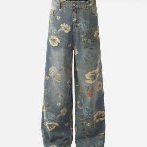 Concert Outfit Vintage Distressed Floral Jeans