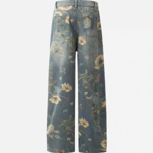 Concert Outfit Vintage Distressed Floral Jeans