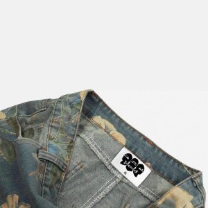 Concert Outfit Vintage Distressed Floral Jeans