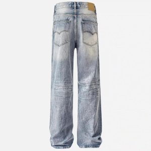Concert Outfit Vintage Distressed Washed Straight Jeans