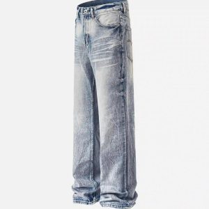 Concert Outfit Vintage Distressed Washed Straight Jeans