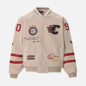 Concert Outfit Vintage Embroidered Varsity Baseball Jacket