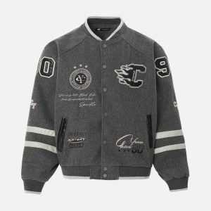 Concert Outfit Vintage Embroidered Varsity Baseball Jacket