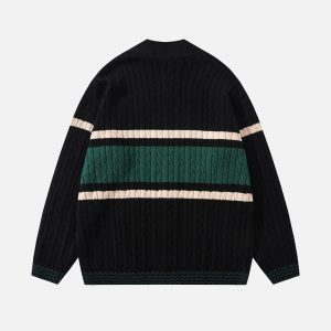 Concert Outfit Vintage Embroidery Collision Color Leisure Sweater