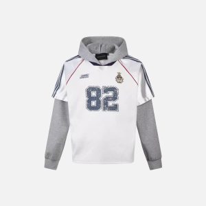 Concert Outfit Vintage Fake Two-Piece Set Leisure Hoodie