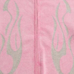 Concert Outfit Vintage Flame Jacquard Stand Collar Cardigan