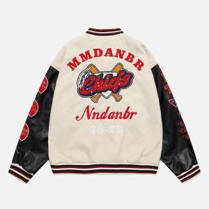 Concert Outfit Vintage Flock Print Varsity Jacket