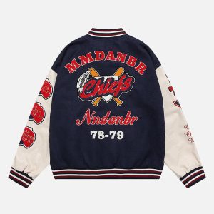 Concert Outfit Vintage Flock Print Varsity Jacket