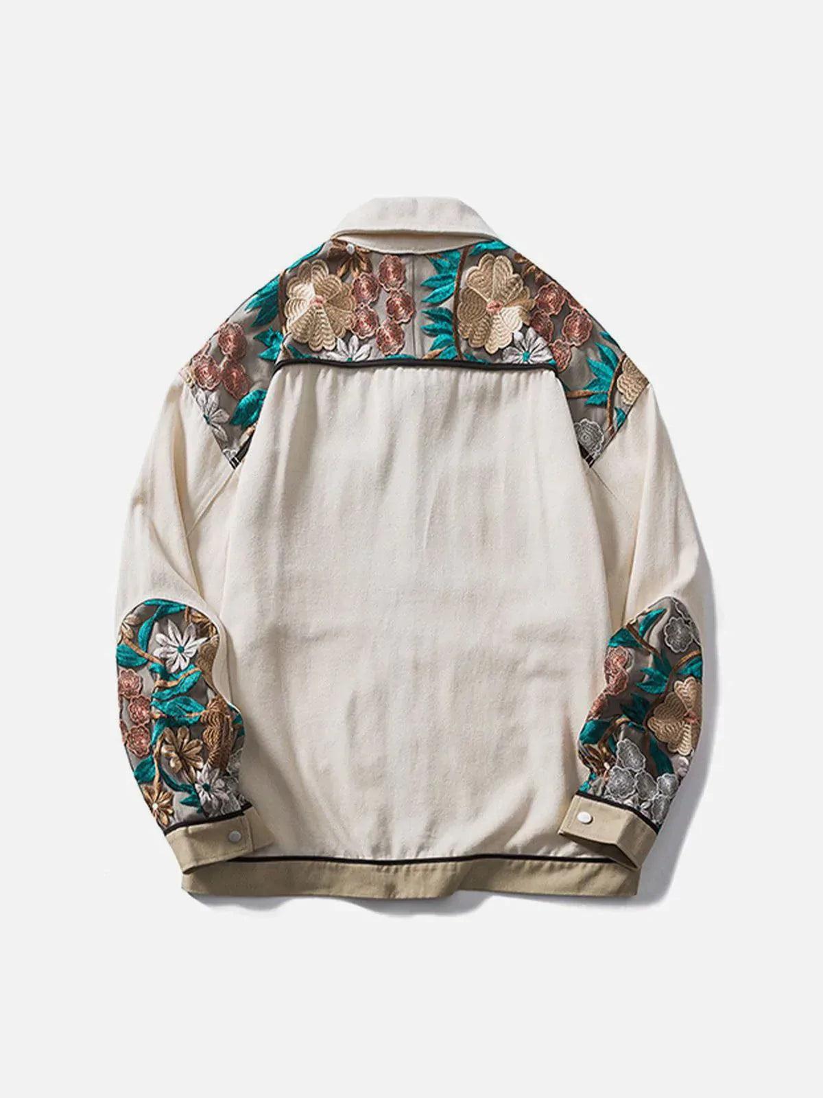 Concert Outfit Vintage Flower Embroidery Stitching Jacket Concert Outfit Vintage Flower Embroidery Stitching Jacket
