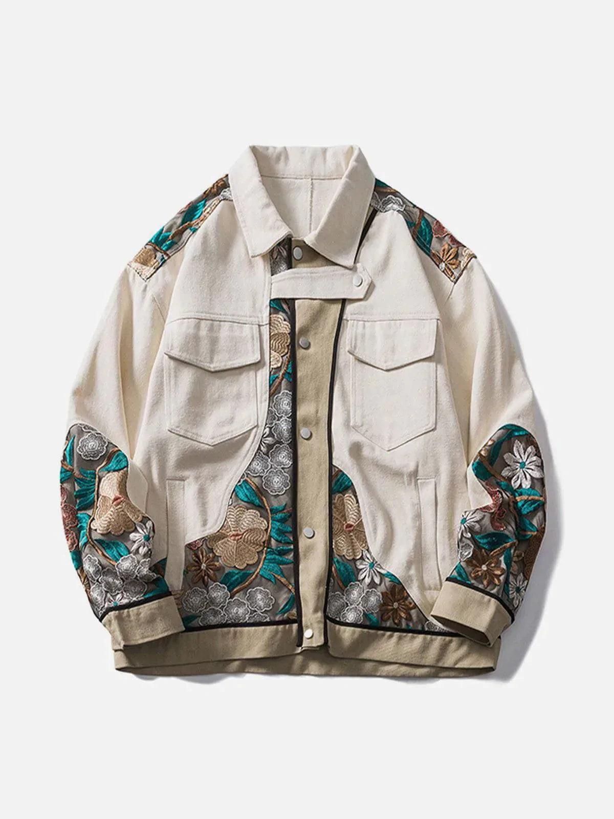 Concert Outfit Vintage Flower Embroidery Stitching Jacket Concert Outfit Vintage Flower Embroidery Stitching Jacket