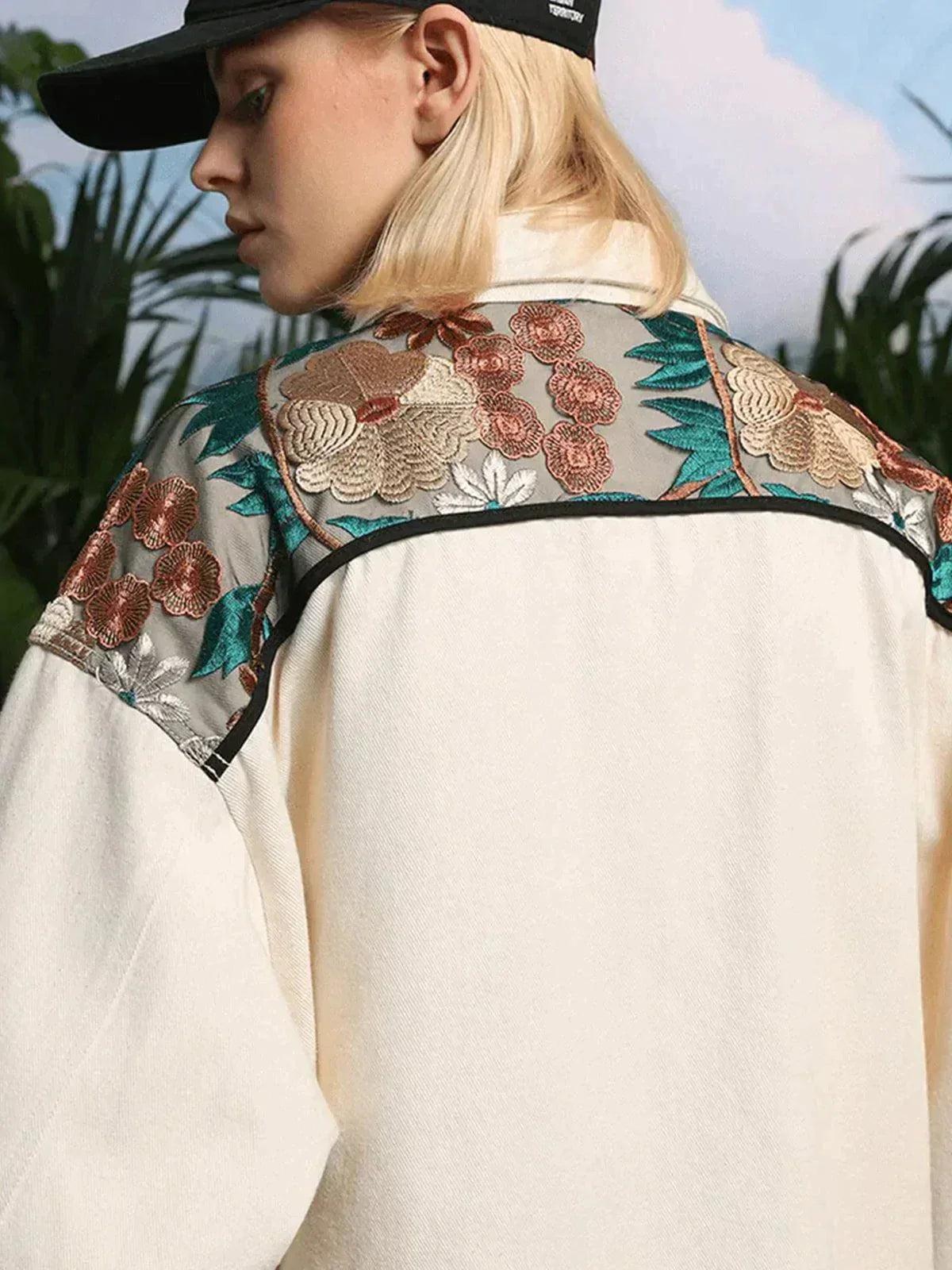 Concert Outfit Vintage Flower Embroidery Stitching Jacket Concert Outfit Vintage Flower Embroidery Stitching Jacket