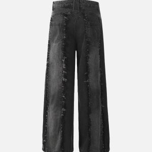 Concert Outfit Vintage Fringed Raw-Edge Jeans